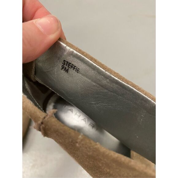 Tahari Steffie Suede Heels- Tan/ Nude Bootie Pumps w/Cut-Outs, Size 9 - Picture 6 of 10